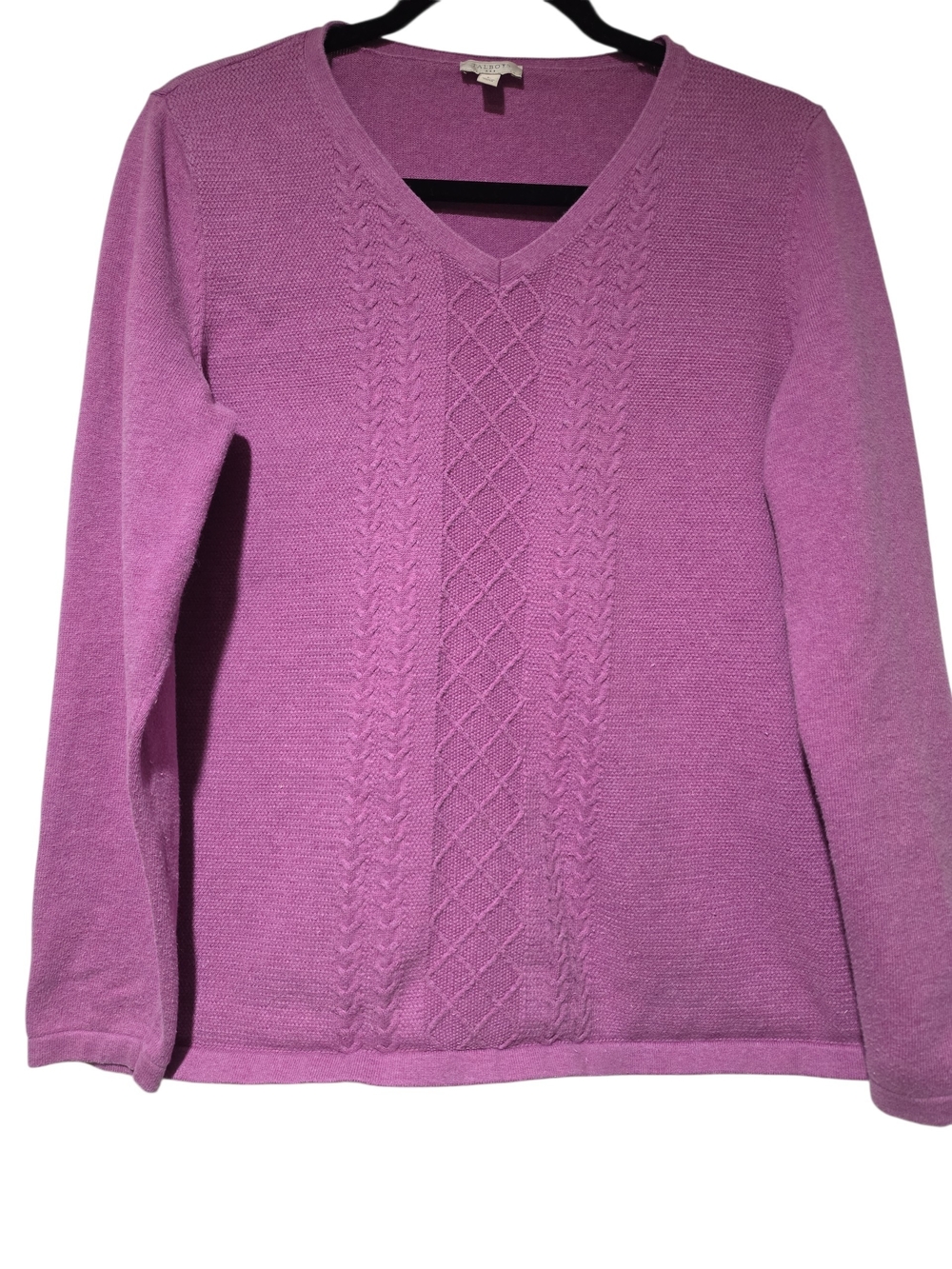 Talbot Lilac Cable-Front V-Neck Sweater